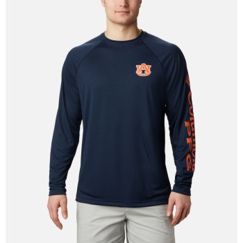 Pánské Mikiny Columbia Collegiate PFG Terminal Tackle Long Sleeve - Auburn Tmavě Blankyt Oranžové WF